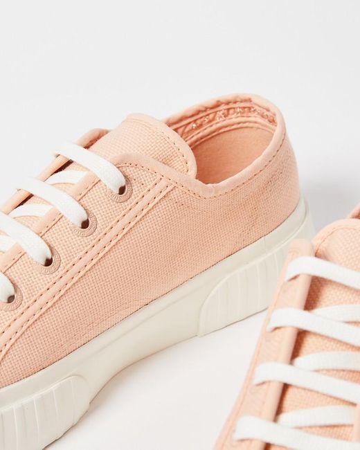 Oliver Bonas Superga 2630 Stripe Peach Cotton Sneakers in Natural | Lyst