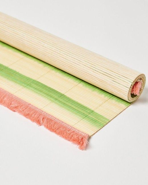 Oliver Bonas Green Ena Stripe Bamboo Placemat