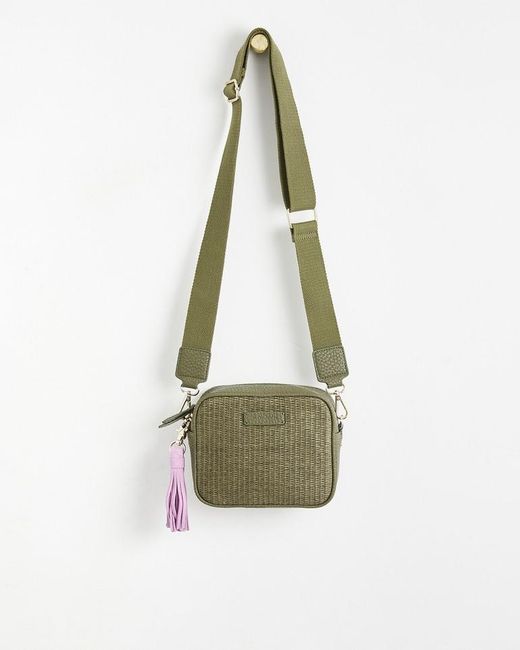 Oliver Bonas Bonnie Khaki Weave Tassel Crossbody Camera Bag in White Lyst
