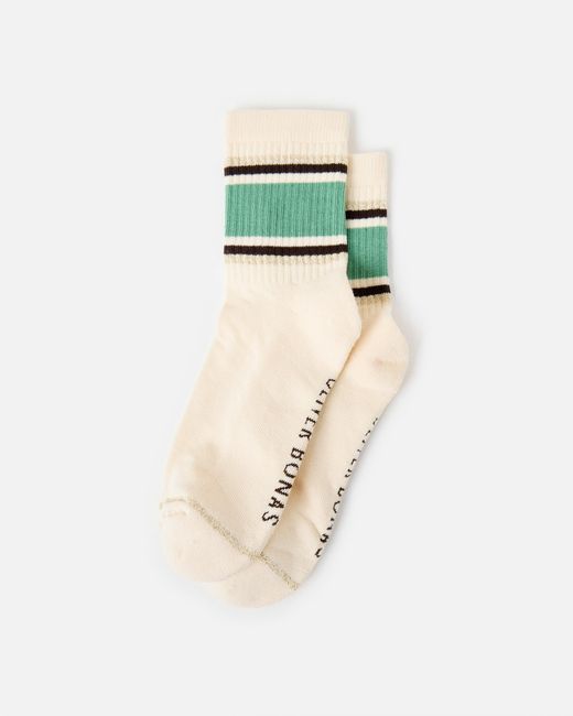 Oliver Bonas & Green Wide Stripe Sporty Ankle Socks