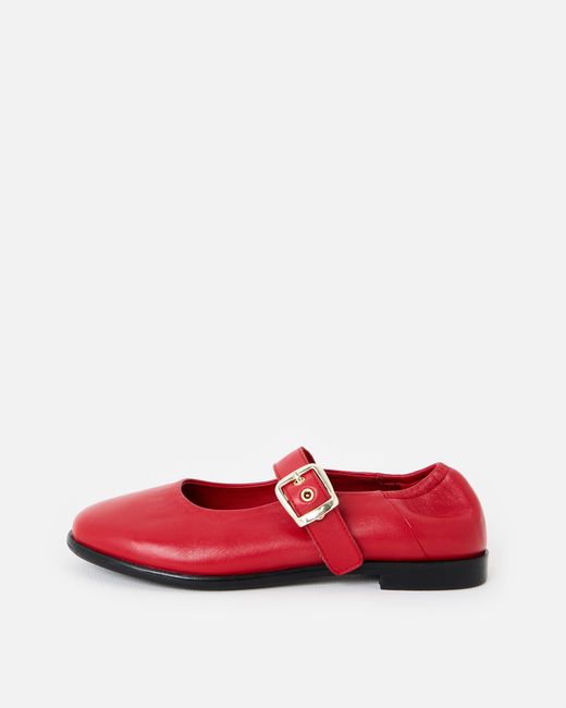 Oliver Bonas Red Leather Mary Janes, Size 3