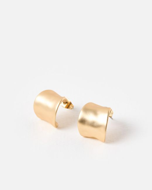 Oliver Bonas White Belle Brushed Chunky Hoop Earrings
