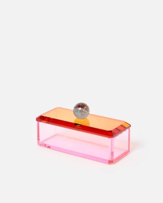 Oliver Bonas Pink & Orange Glass Rectangular Pot