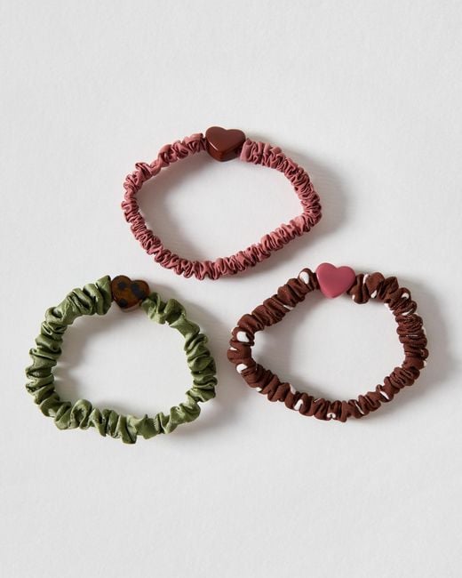 Oliver Bonas Metallic Cecily Polka Dot & Green Mini Scrunchies Set Of Three