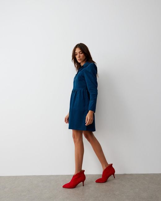 Oliver Bonas Teal Corduroy Mini Shirt Dress Size 6 in Blue Lyst UK