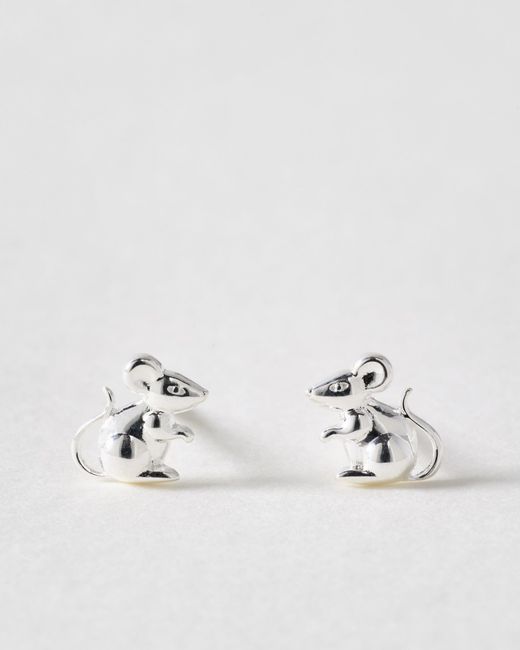 Oliver Bonas Metallic Angelina Mouse Stud Earrings