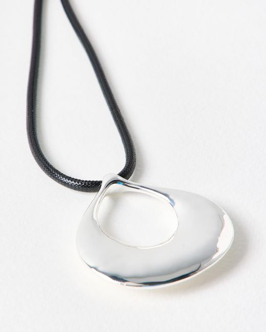 Oliver Bonas White Flo Large Tone Teardrop Cord Necklace