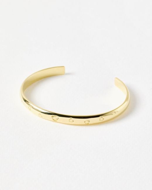 Oliver Bonas White Priya Engraved Heart Cuff Bangle