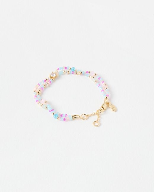 Oliver Bonas White Immy Double Row Beaded Bracelet