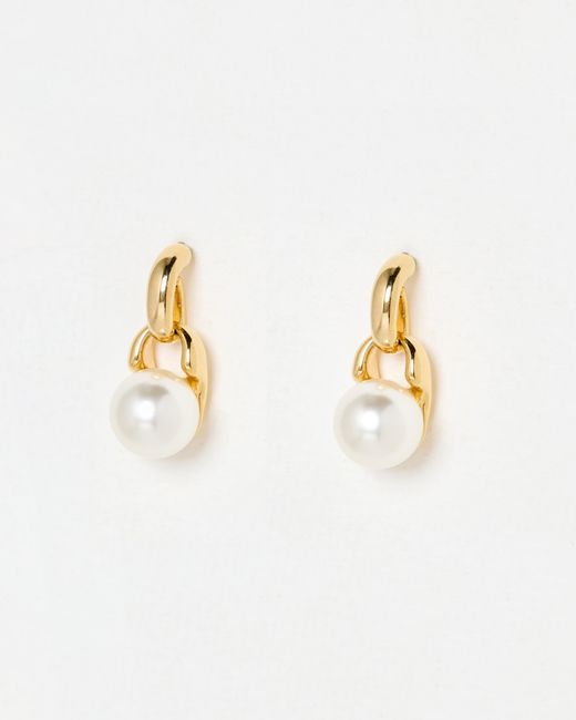 Oliver Bonas White Arbor Faux Pearl Drop Tone Stud Earrings