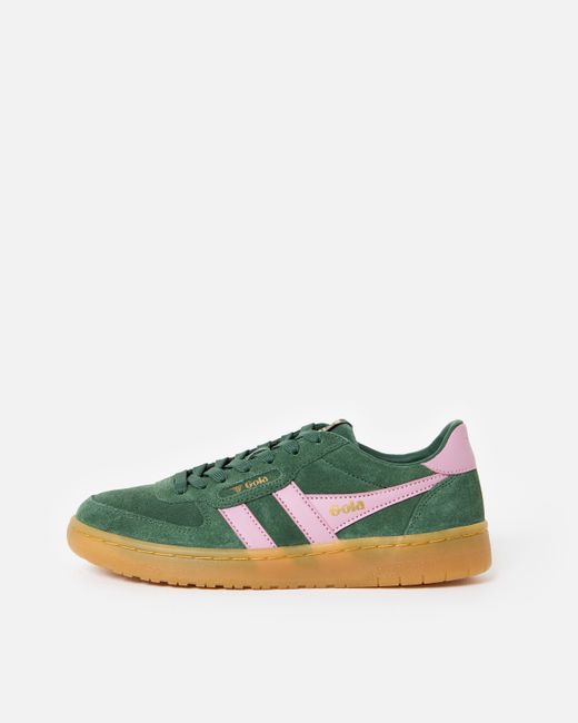 Gola Hawk Evergreen & Candy Pink Suede Trainers, Size Uk 3