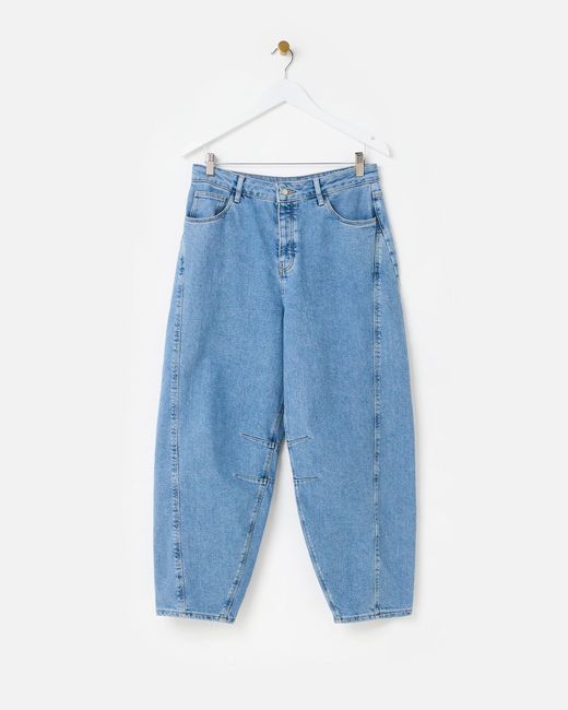 Oliver Bonas Blue Light Denim Barrel Leg Jeans, Size 18