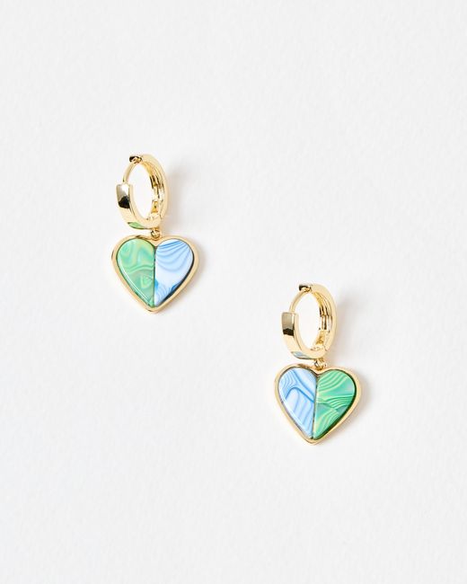 Oliver Bonas Elle & Blue Resin Heart Drop Hoop Earrings