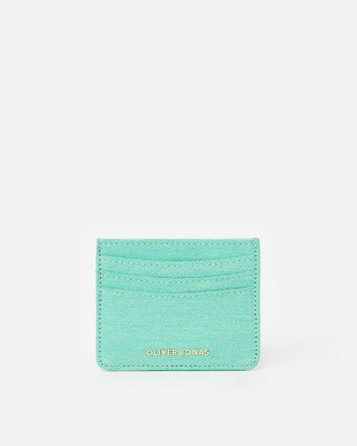 Oliver Bonas Green Lola Denim Zipped Card Holder