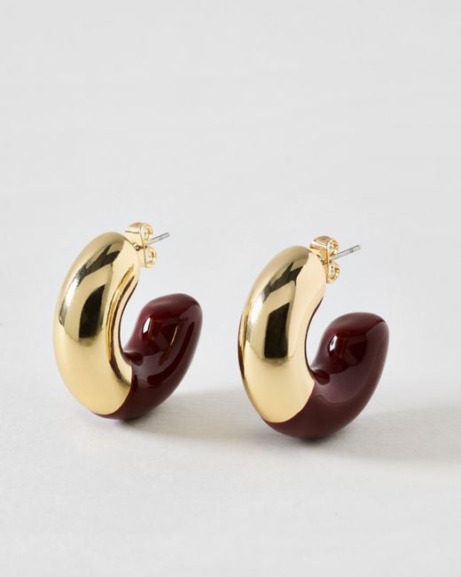 Oliver Bonas Brown Karina Half & Gold Tone Chunky Hoop Earrings