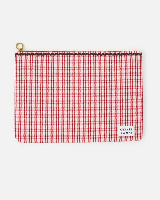Oliver Bonas Red Checked Laptop Case