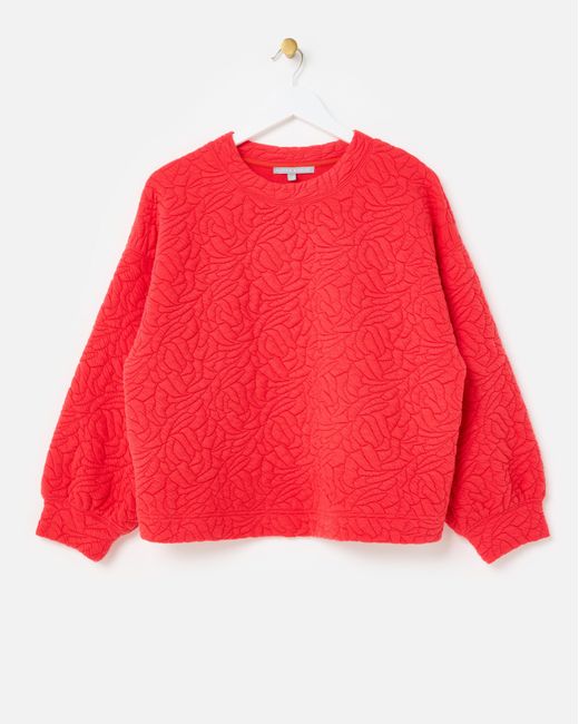 Oliver Bonas Red Abstract Floral Quilted Sweatshirt, Size 18
