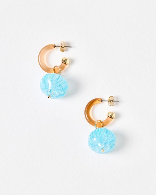 Oliver Bonas Sammy Blue Resin Drop Hoop Earrings