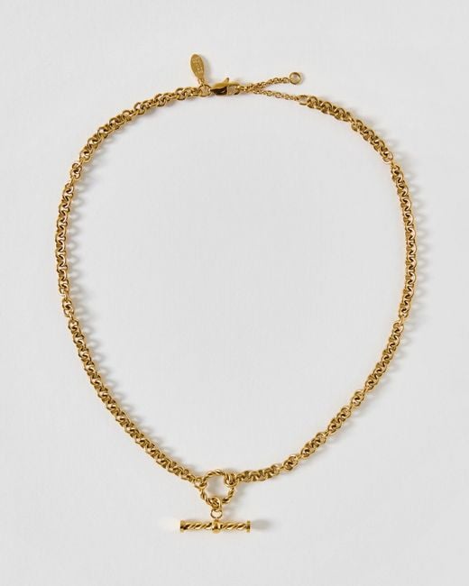 Oliver Bonas Metallic Tasha Tone Waterproof Textured T Bar Charm Necklace