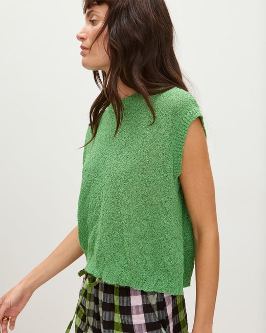 Oliver Bonas Green Open Back Tie Detail Knitted Vest, Size 6