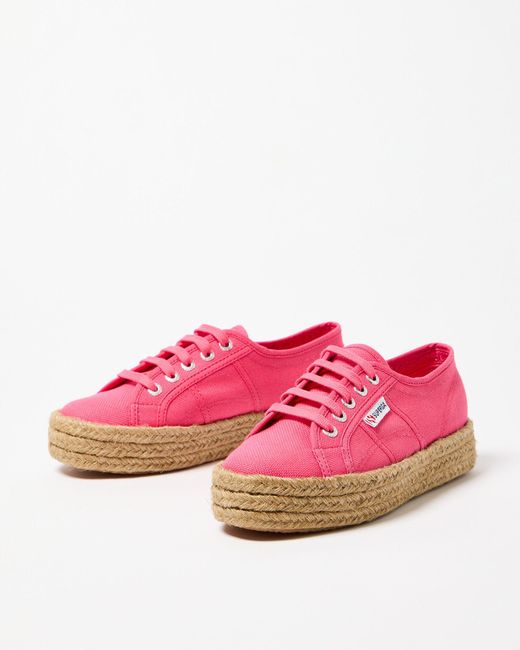 Superga Pink 2730 Fuchsia Rope Flatform Trainers, Size Uk 3