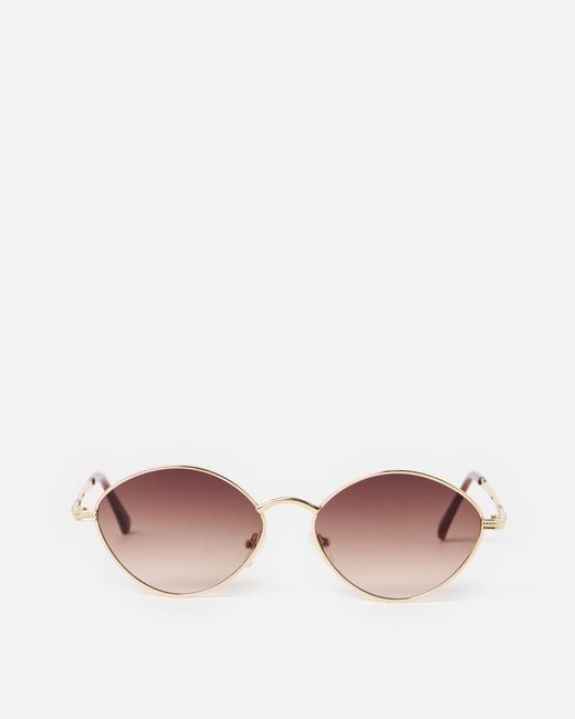 Oliver Bonas Blue Tone Metal Almond Sunglasses