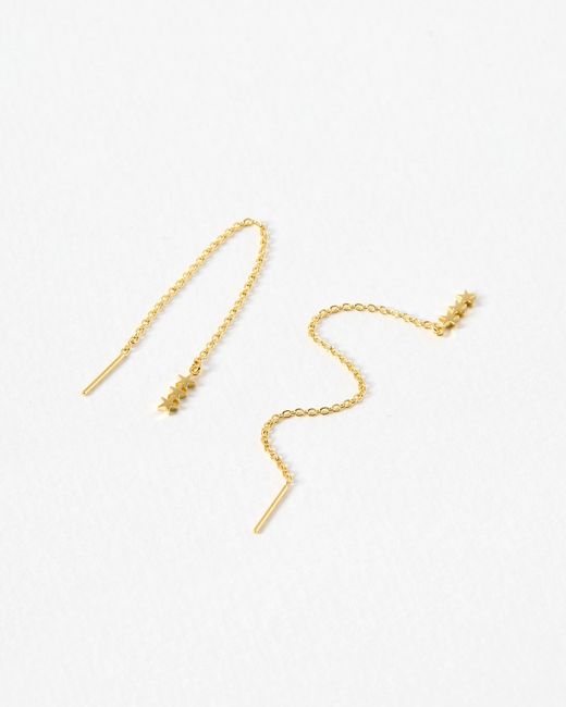 Oliver Bonas White Triple Star Thread Through Chain Earrings