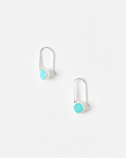 Oliver Bonas Blue Briar Amazonite Stone Inlay Sterling Drop Earrings