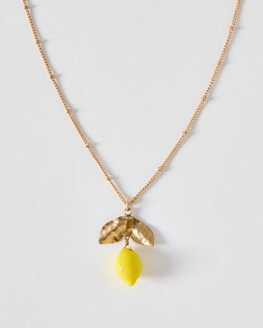 Oliver Bonas Metallic Lumi Lemon Pendant Chain Necklace