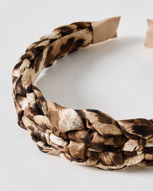 Oliver Bonas Brown Eaton Animal Print Plait Headband