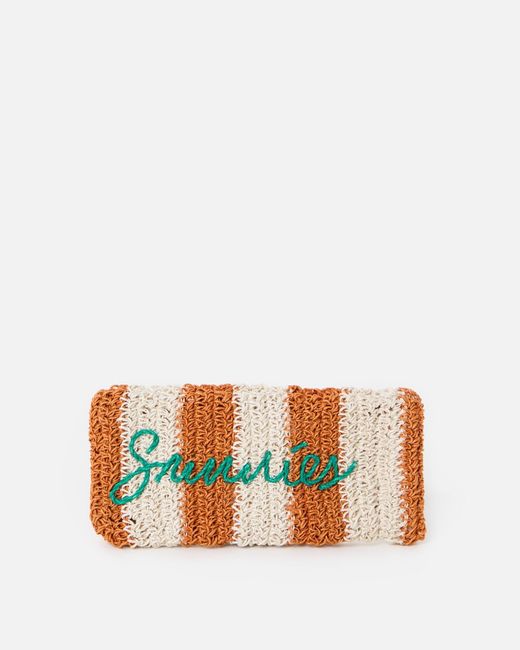 Oliver Bonas White Cream & Brown Striped Sunglasses Case