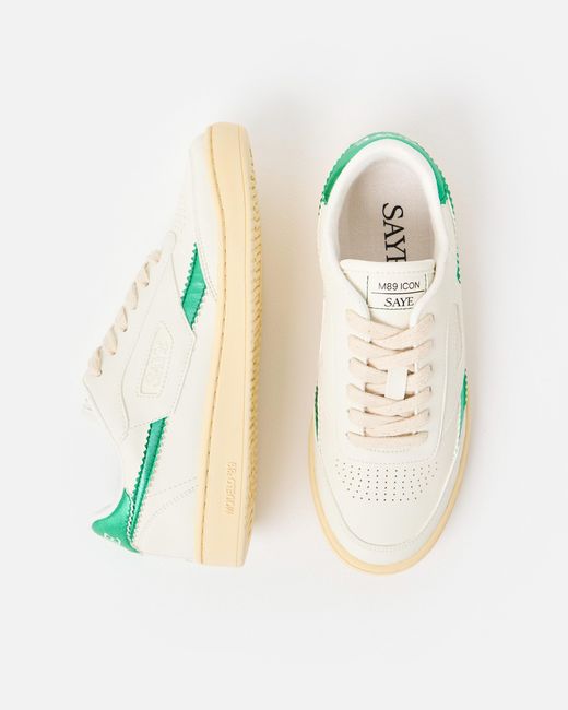 SAYE Green M89 Icon Metallic Jade Trainers, Size 3