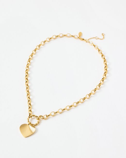 Oliver Bonas Metallic Louisa Etched Heart Tone Waterproof Chain Necklace