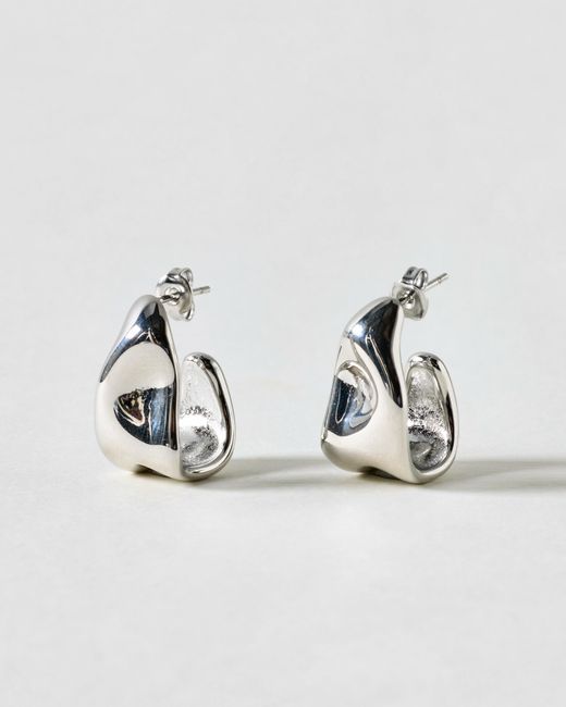 Oliver Bonas Metallic Margaret Tone Waterproof Chunky Hoop Earrings