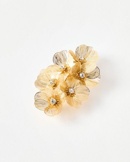 Oliver Bonas Metallic Kimberly Fine Metal Flowers Hair Barrette Clip