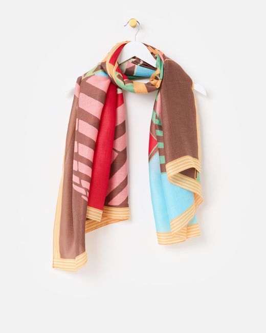 Oliver Bonas Red Parasol Striped Lightweight Scarf