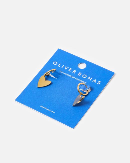 Oliver Bonas Metallic Billie Tone Waterproof Heart Drop Huggies
