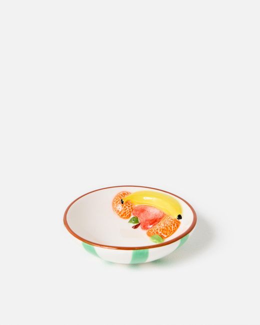 Oliver Bonas White Fruit Bowl Ceramic Ring Dish