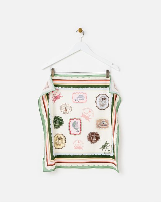 Oliver Bonas White Nautical Badges Cotton Square Scarf
