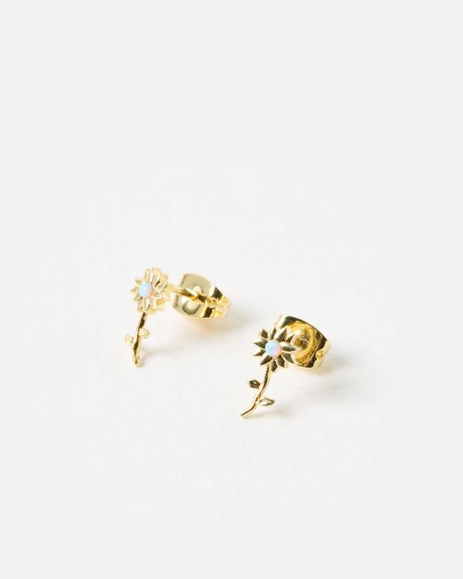 Oliver Bonas White Blossom Opalite Flower Stud Earrings