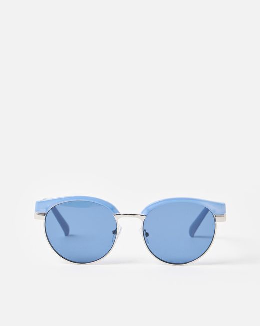 Oliver Bonas Blue Powder Round Browline Sunglasses