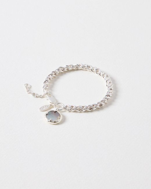 Oliver Bonas White Arlo Blue Shell Chunky Tone Chain Bracelet