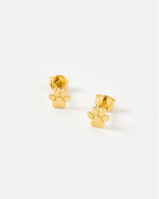 Oliver Bonas White Milo Paw Print Stud Earrings