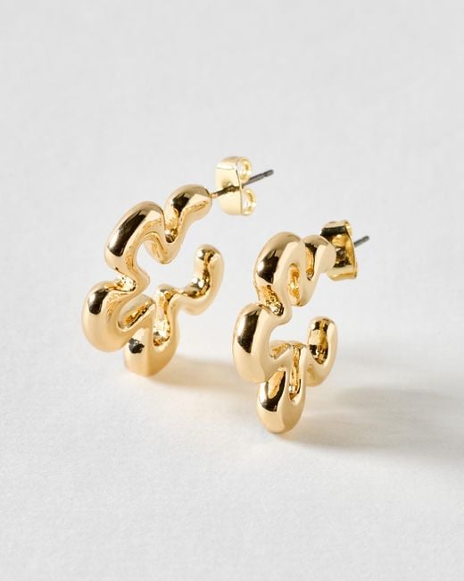 Oliver Bonas Metallic Belle Flower Motif Hoop Earrings