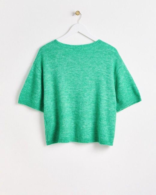 Oliver Bonas Green Boxy Knitted Top