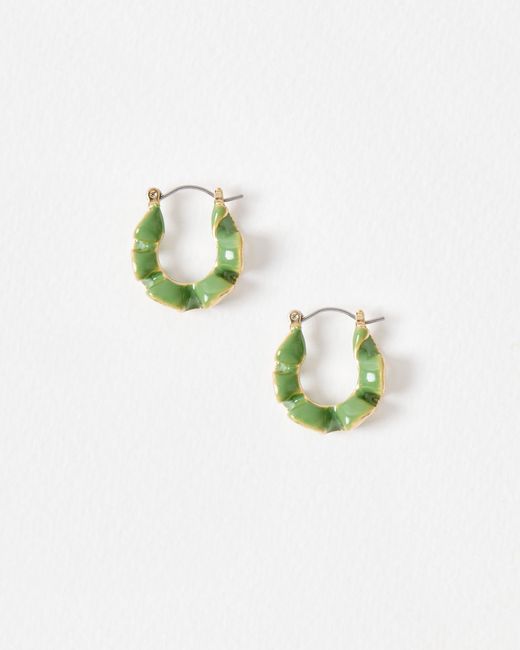 Oliver Bonas Blue Coralie Enamel Pleated Hoop Earrings