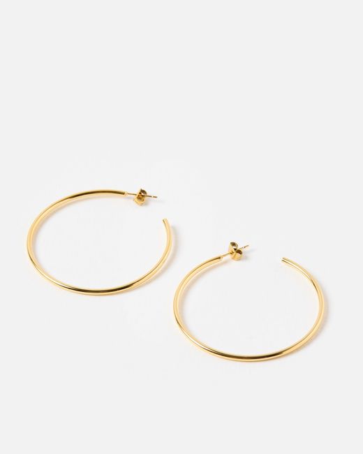 Oliver Bonas White Janis Shiny Tone Waterproof Large Hoop Earrings