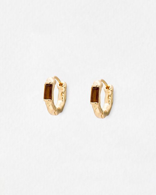 Oliver Bonas White Gal Gold Tone Hoop Earrings