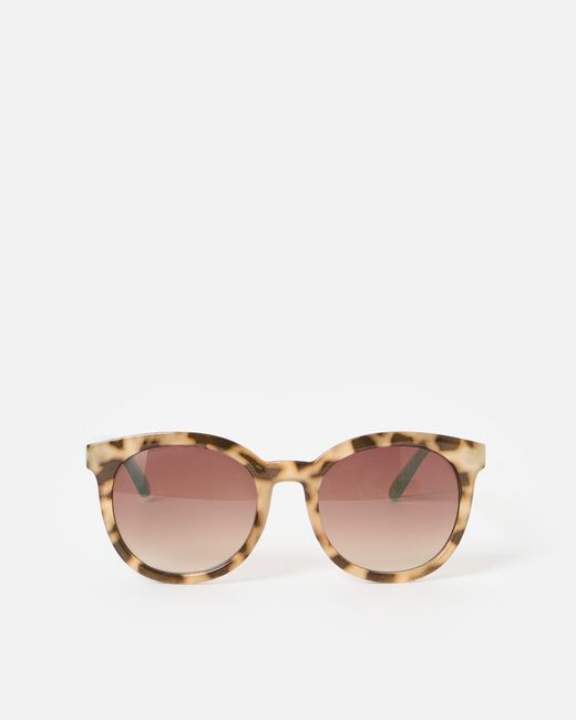 Oliver Bonas Pink Preppy Faux Tortoiseshell & Aqua Blue Round Sunglasses