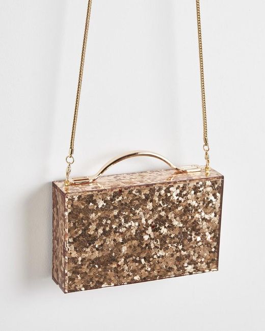 Oliver Bonas Fleck Metallic Clutch Bag in Black Lyst